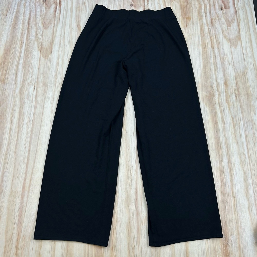 Eileen Fisher Pants Womens Medium Black Stretch Wide Leg Pull On Pants Lounge - Picture 3 of 10